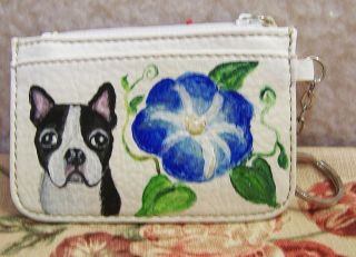 Hand Painted Boston Terrier On Coin Purse Keyring Id