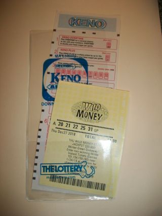 10 Lottery Ticket Holder Sleeve Protector Envelope Keno Or Sports Betting
