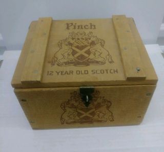 Vintage Haig & Haig Pinch Scotch Whisky Wooden Latched Hinged Box Empty