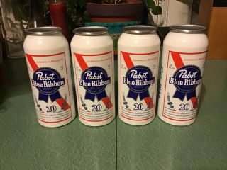 4 20 Oz Pabst Blue Ribbon Beer Pbr Aluminum Cups