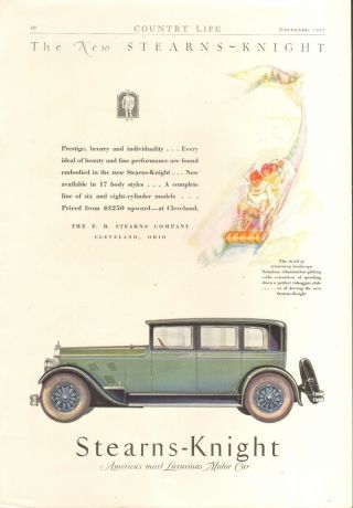 1928 Stearns - Knight 4 Door Sedan/ Buick 2 Sided Orig Car Ad