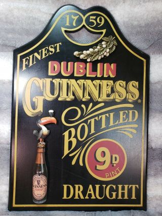 Guinness Finest Dublin Bottles Draught 1759 Decorative Wooden 3d Beer Pub Sign
