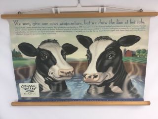 Organic Valley Family Of Farms Promo Scroll Poster Retro Collectible Cows