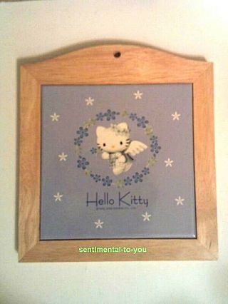Htf 2000 Sanrio Hello Kitty Angel Wings Ceramic Pottery Collectible Trivet W/box