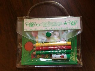 Vintage 1991 Sanrio Keroppi Frog Mini Sticker Book Stationary Pencils Set