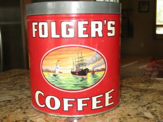 Rare 4lb Folgers Coffee Tin 1931