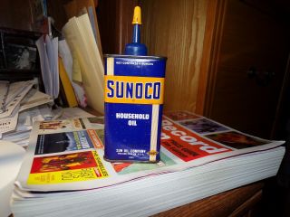 Rare Sunoco Household Oil Can Full