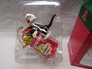 LOONEY TUNES TWEETY IN A COOKIES TIN & SYLVESTER CHRISTMAS ORNAMENT 5