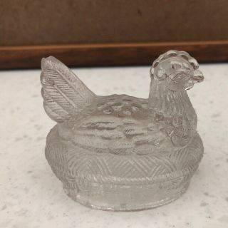 Vintage Jeannette Hen On Nest Candy Container 2 - 1/4” X 2”