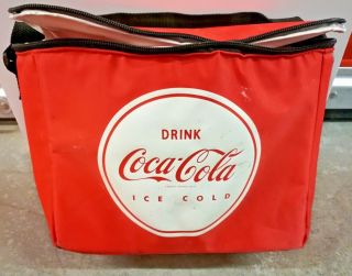 Coca Cola Cooler Picnic Vinyl Bag Zipper Vintage Font Insulated Liner Red Coke