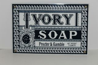 Vintage Porcelain Ivory Soap Advertising Sign Proctor & Gamble