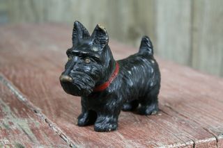 Vintage Hand Carved Wood Scottie Dog Figurine Schnauzer Puppy Terrier