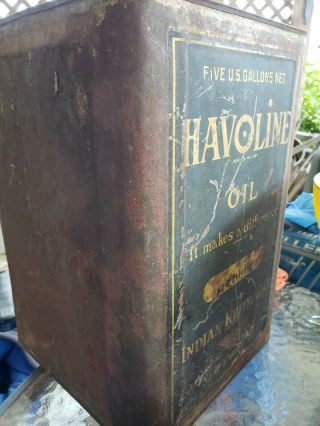 Antique 5 Gal Havoline Oil Can.  Medium W/ Indian Refining Co.  York
