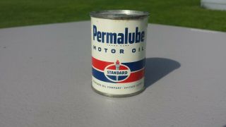 Vintage Standard Permalube Motor Oil Coin Bank Miniature Gas Station Tin Can