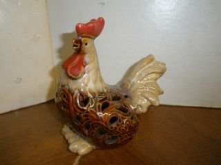 Ceramic Brown Rooster 5 " X 3 " X 5.  5 "