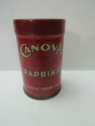 Vintage Paprika Spice Canova Brand Spice Tin From Tenn.  Texas,  Ky.