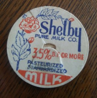1923 Vintage Milk Bottle Cap Shelby Pure Milk Dairy Co.  3.  5 Or More 538