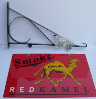 2 Sided Red Kamel Metal Sign With Brass Grommets,  Wrought Iron Hanger & Hardware
