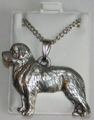 Newfoundland Dog Harris Fine Pewter Pendant W Chain Necklace Usa Made