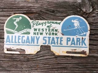 Vintage Allegany State Park York Playground Advertising License Plate Topper