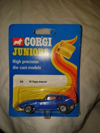 Vintage Corgi Juniors No 33 E Type Jaguar Blue Version