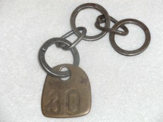 Old Vintage Brass Metal Cow Tag Number 30 With Chain 8 " Overall