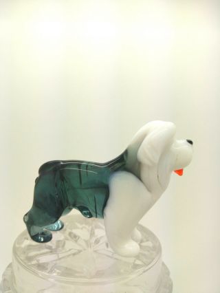 Bobtail Dog Handmade Blown Art Glass Figurine Miniature Russia