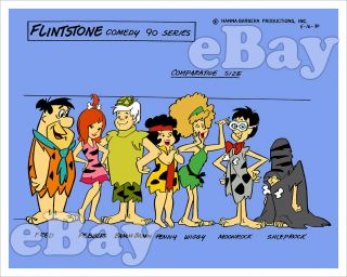 Rare Flintstones Cartoon Tv Photo Hanna Barbera Studios Pebbles & Bamm Bamm