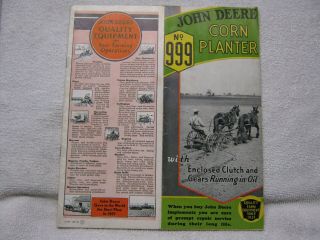 Antique 1938 John Deere Tractor Co 999 Corn Planter Brochure