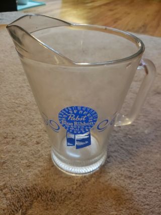 Vintage Pabst Blue Ribbon Glass Beer Pitcher 9 " Milwaukee Wisconsin
