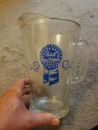 Vintage Pabst Blue Ribbon Glass Beer Pitcher 9 