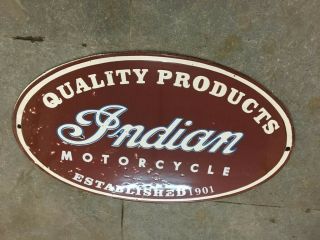 Porcelain Indian Motorcycle Enamel Sign Size 12 " X 20 " Inches