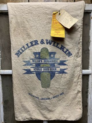 Vintage Miller & Wilken Hybrid Seed Corn Bag Sack Tags Bluffton In 1969