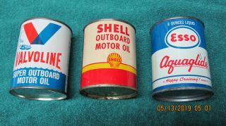 Outboard Motor Oil Cans Shell Valvoline Esso 1/2 Pints