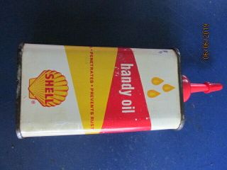 Vintage 4 Oz Shell Oil Tin Household Oil Handy Oiler Oil Can