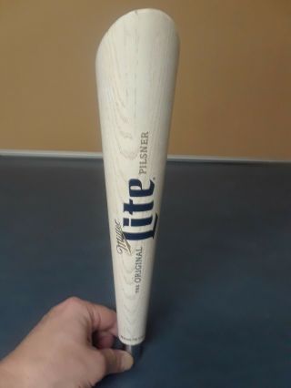 Miller Lite Pilsner Baseball Bat Wooden Draft Beer Tap Handle Keg Knob 12 " Pub