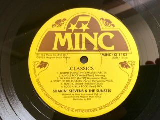 Shakin’ Stevens and The Sunsets Rare SOUTH AFRICA Vinyl LP “CLASSICS” Minc Label 4