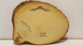 Vintage Rustic Tree Bark 2 Bucks Deer in Snow Wall Plaque Natural Wood Slab 3
