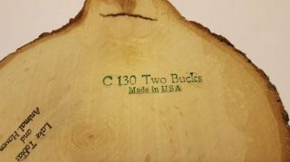 Vintage Rustic Tree Bark 2 Bucks Deer in Snow Wall Plaque Natural Wood Slab 5