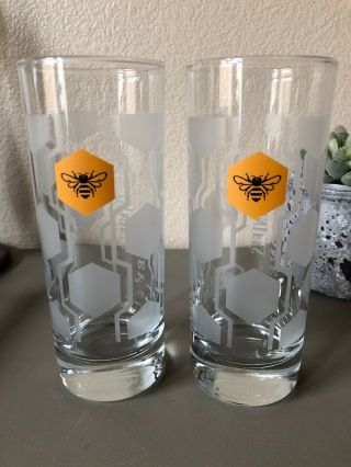 Set Of 2 Jack Daniels Tennessee Honey Highball Cocktail Glasses Hive Pattern