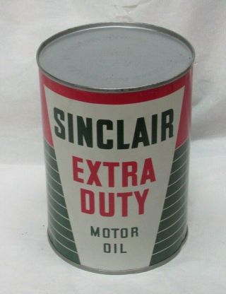 Sinclair Extra Duty Motor Oil Can Quart Vintage Service Garage Gas Station Seal