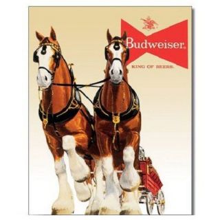 Budweiser Bud Beer Clydesdale Team Vintage Retro Style Decor Metal Tin Sign
