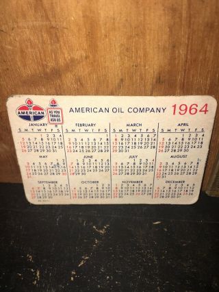 Vintage Advertising Pocket Wallet Calendar Card: 1964 American Oil Co.