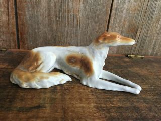 Vtg Russian Wolfhound Dog Figurine Brown White 9315 Borzoi Porcelain