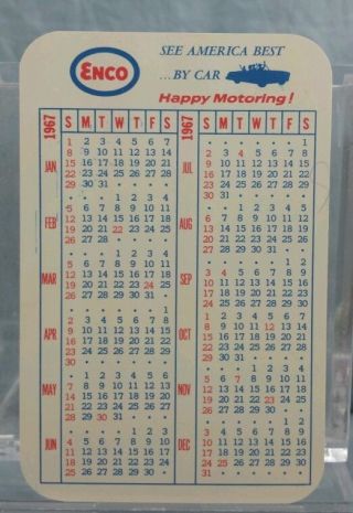 Vintage Advertising Pocket Wallet Calendar Card: 1967 Enco Gas Oil (humble)