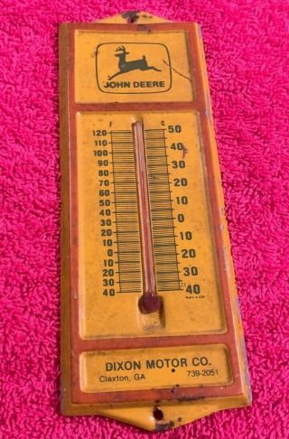 Vintage 1950s John Deere Metal Thermometer Dixon Motor Co Claxton Ga Georgia