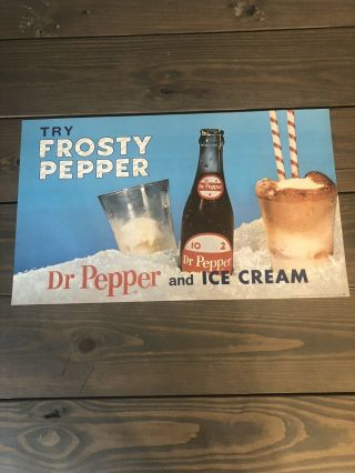 Vintage Dr Pepper Ice Cream Lithograph Sign 1964 Coca Cola Pepsi Orange Crush