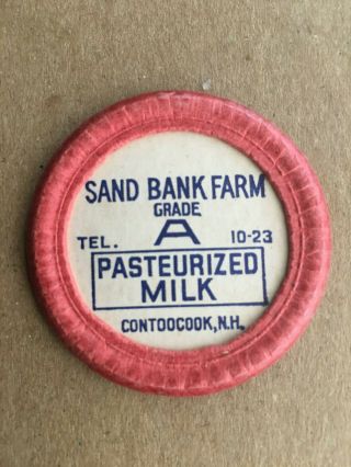 Vintage Milk Bottle Cap - Sand Bank Farm,  Contoocook,  Hampshire Nh