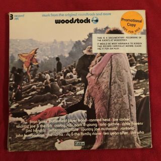 Woodstock 3 Lp White Label Promo Mega Rare The Who,  Jimi Hendrix,  Janis Joplin