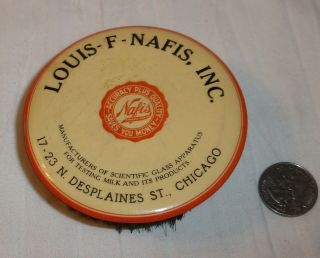 Vintage Celluloid Advertising Brush " Louis - F - Nafis,  Inc " Glass For Testing Milk